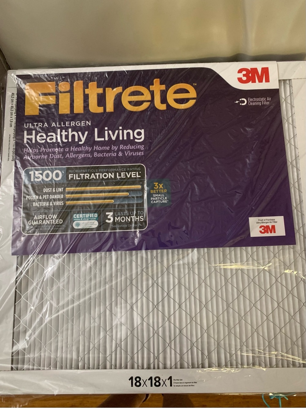 3M Filtrete Ultra Allergen 1500 filtration 4 Filters All New FOUR TOTAL 18x18x1